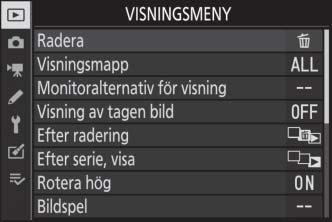 Navigera i menyerna Dra uppåt eller nedåt för att bläddra. Tryck på en menyikon för att välja en meny.