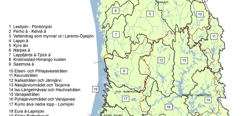Delområdena på Kumo