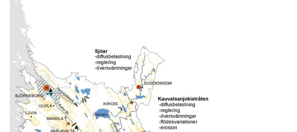 skattas att fosforbelastningen i Kumo älvs nedre lopp bör minskas med ca 30 % och kvävebelastningen med 40 %, samt fosforbelastningen i Loimijoki ås