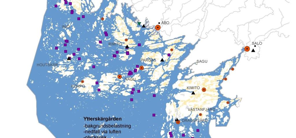 På kartan bredvid presenteras väsentliga frågor för vattenvården i Skärgårdshavet och de små åarnas område.