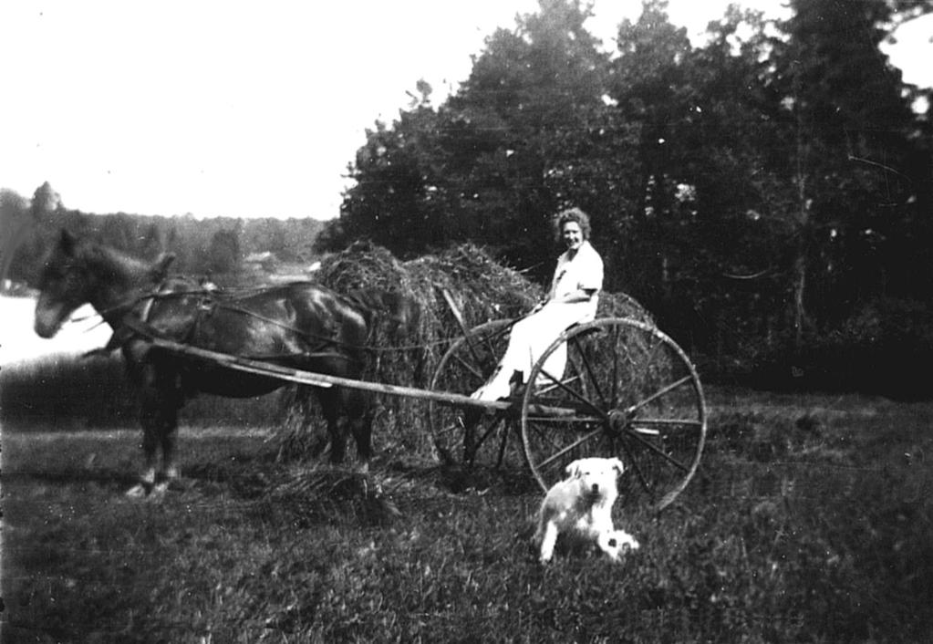 Jean. De står på Tutviksvägen som här går i östlig riktning mot det ursprungliga torpet från 1800-talet