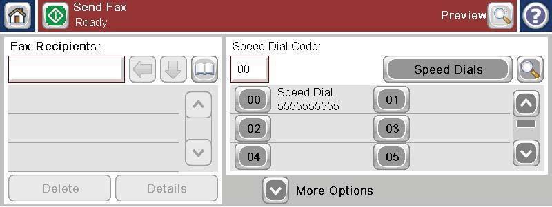 Använda fax Faxskärmen Faxskärmen används för att skicka fax. Om du vill använda den här skärmen trycker du på Fax-ikonen som visas på kontrollpanelens startskärm.