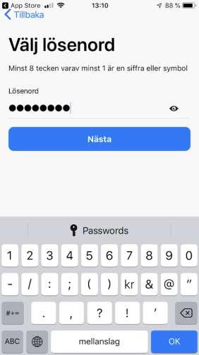 5) Skapa ditt egna personliga lösenord och klicka därefter på nästa.