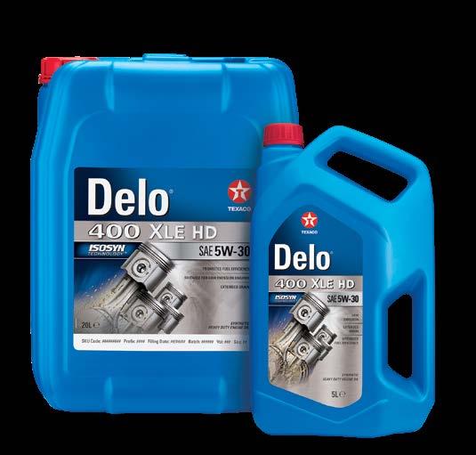 Delo 400 XLE HD SAE 5W-30 Low SAPS-motorolja E6/E9 för långa bytesintervall och optimal bränsleekonomi* Passar för en mängd olika tunga fordon samt entreprenadmaskiner Minskat antal produkter ger