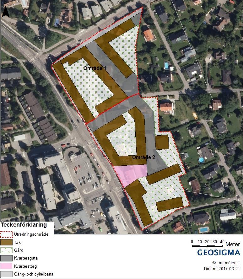 Den planerade markanvändningen inom utredningsområdet består av bostadshus med innergårdar, kvarterstorg, kvartersgata och gång- och cykelbanor, se Figur 3-2.