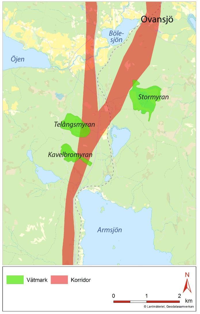 Inom Nordanstigs kommun finns två våtmarksområden med vissa naturvärden (VMI-klass 3).
