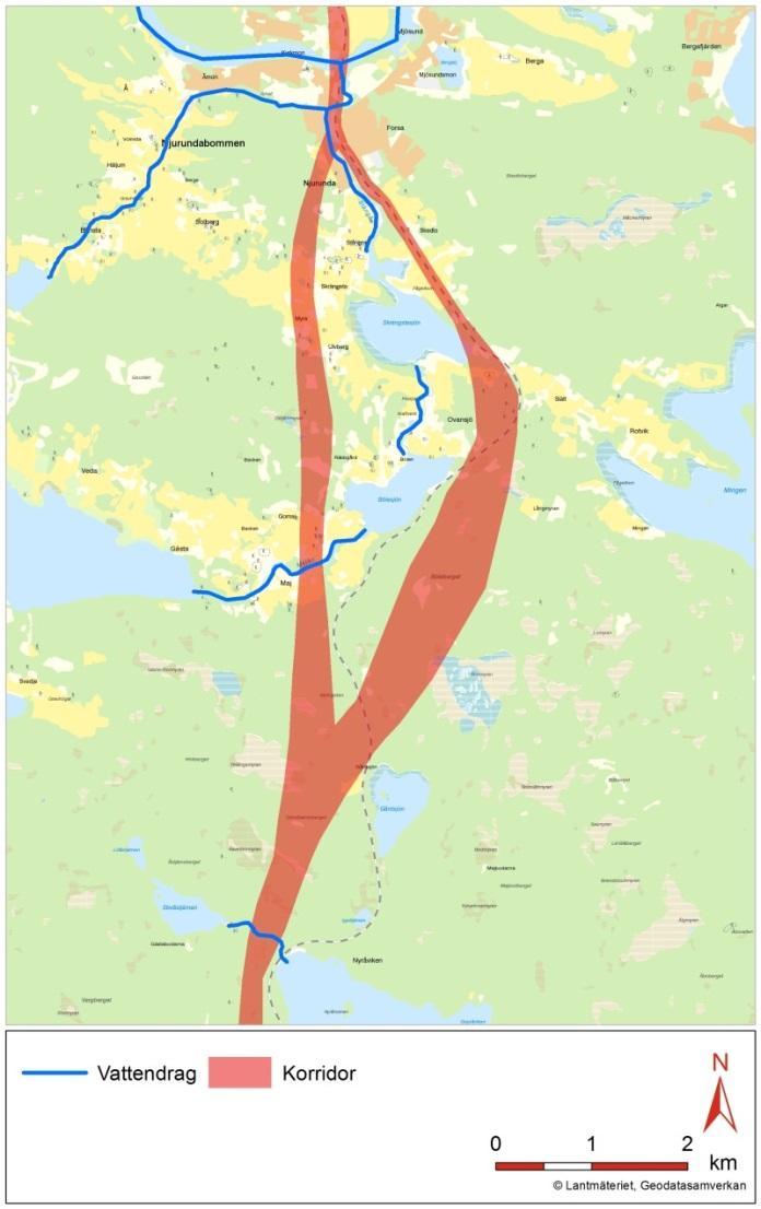 För det nya dubbelspåret kommer nya diken att anläggas, vilket kan påverka vattenföringen utanför järnvägsområdet, beroende på hur och i vilken riktning vattnet avleds.