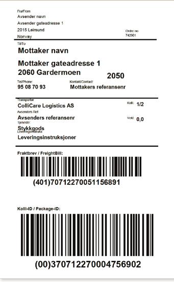 TJÄNSTER Transportdokument och kollimärkning Styckegods Leveransuppgifter Obligatoriska uppgifter på transportdokument och/eller transportinstruktion: Avsändarens fullständiga namn, hämtningsadress