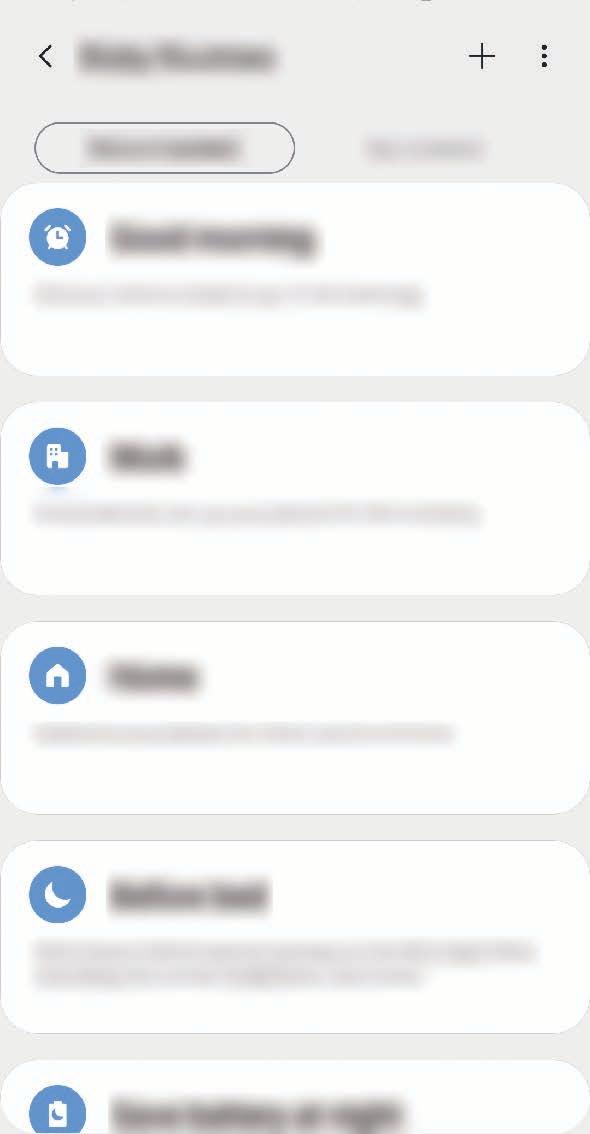 Inställningar Lägga till rutiner från rekommendationslistan Visa listan med användbara funktioner och lägg till dem som egna rutiner.