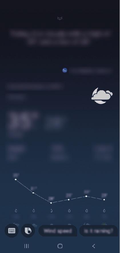 Appar och funktioner Använda Bixby När du säger vad du vill till Bixby kommer Bixby att starta motsvarande funktioner eller visa den information du har begärt.