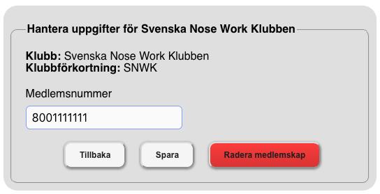 För att spara ändrade värden trycker du på knappen Ändra uppgifter längst ner i formuläret. 9. Om en hund ska raderas eller om hunden har tävlat med tidigare TAVLIC trycker du på texten fler val.