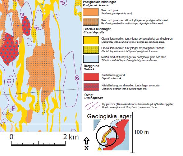Figur 5. Maringeologikarta (Nyberg och Thelander 2012).