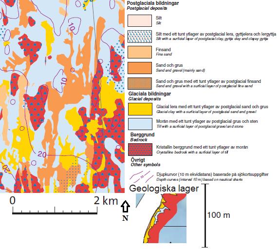 4.4.2 Område B 8 km söder om Umeå hamn (N7064581, E763639) ligger ett sammanhängande område (Område B) som utgörs av postglacial sand och grus.