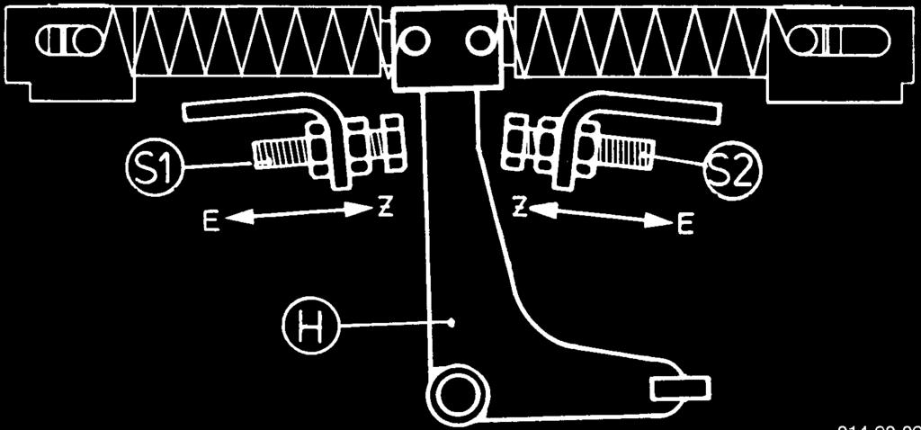 - Inställningen av den andra justerskruven (2) utförs på samma sätt. OB! Drivningen får endast kopplas in när remskyddet har stängts.