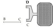 2.44 Frilägg hjulet och den horisontella länken BC var för sig: Kraften i D måste vara riktad längs AD och är naturligtvis ingenting annat än den sökta reaktionskraften i A. 2.