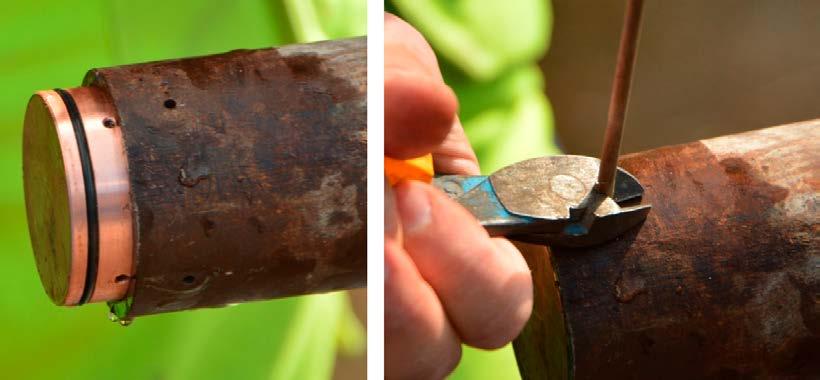 which are acceptable to be left there. These requirements ended in a design of the plug shown in Figure 11-3. The plug is made of copper and has a length of 20 mm and a diameter about 0.