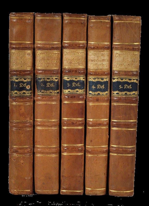 24. 24. (TROIL, U. von) Skrifter och handlingar, til uplysning i swenska kyrko och reformations historien. I-V. Uppsala, J. Edman, 1790-91, respektive J. Edmans enka 1791. 8:o.