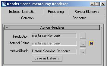 Rendera med mental ray Hittills har vi enbart använt den enklaste formen av rendering i 3dsmax., den inbyggda och något föråldrade scanline-renderaren.
