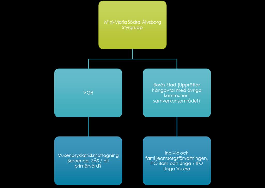 Ena huvudmannen är VGR och projektet föreslår utifrån dialog och önskemål från Styrgruppen för projektet att mottagningen organiseras under primärvård utifrån omställning av vården och för att