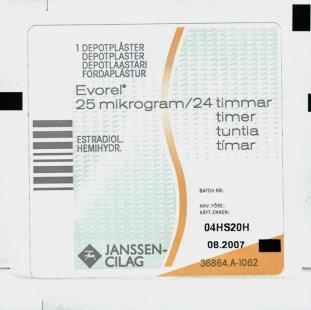 Evorel klippning Klippschema, Evorel plåster 25