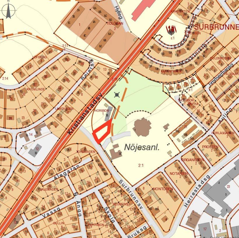 PLANERINGSFÖRUTSÄTTNINGAR Planområdet Planområdets läge och avgränsning Planområdet ligger i korsningen mellan Kristianstadsvägen och Surbrunnsvägen i Ystad.