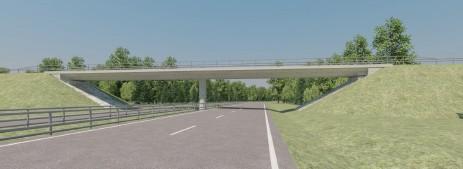 Figur 11. Illustration från det övergripande gestaltningsprogrammet av typ för ny bro över E20 som föreslås i trafikplats Vårgårda Norra. Figur 12.