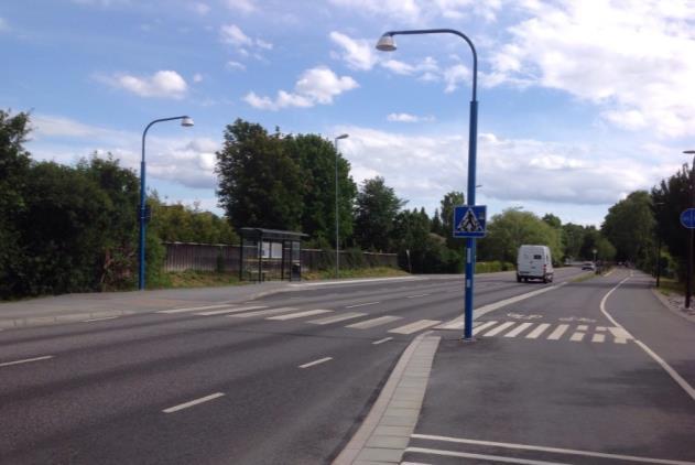 Eftersom lokalgatorna är villagator med små trafikflöden och låga hastigheter är behovet av gångbanor inte särskilt stort på dessa typer av gator.