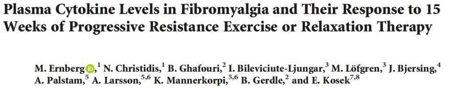Litteraturen motstridig Cytokiner i plasma 2019-02-25 25 FMS (n=125 ) vs.