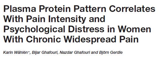 Pain intensity plasma proteins involved in metabolic and immunity processes (e.g., kininogen-1, fibrinogen gamma chain, and ceruloplasmin) R 2 =0.97, CV-ANOVA p-value:<0.