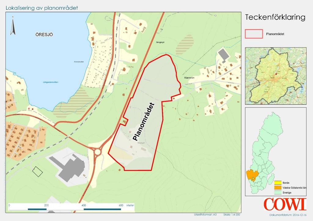 DAGVATTENUTREDNING 7 1 Orientering Borås Stad arbetar med en detaljplan för exploateringsprojekt Tosseryd, strax utanför Sjöbo, för fastigheterna 2:210, 2:24, 2:40 m.fl. i Borås stad.