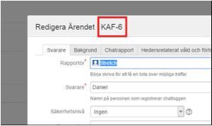 När man editerar ett ärende finns ärendenumret längst upp på sidan. 9 Redigera och kommentera chatlogg Svarare kan bara editera chatloggar som skapades av den egna organisationen.