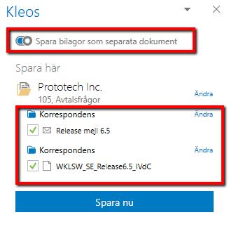 .och du kan välja att utföra ytterligare steg enligt beskrivning nedan i detta dokument. SITUATION 2: mailet har en eller flera bilagor som du vill spara som separata filer i Kleos.