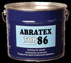Plåtfärg & relaterade produkter Top 86 Top 86 är en alkaliresistent takplåtsfärg som även fungerar på eternittak och betongtakpannor. För målningsråd se www.abratex.