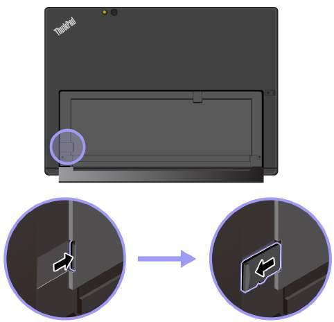 Så här tar du ut microsd-kortet: 1. Öppna upp stödet för att hitta microsd-kortplatsen. 2. Tryck in microsd-kortet lite tills du hör ett klick. MicroSD-kortet matas ut. 3.