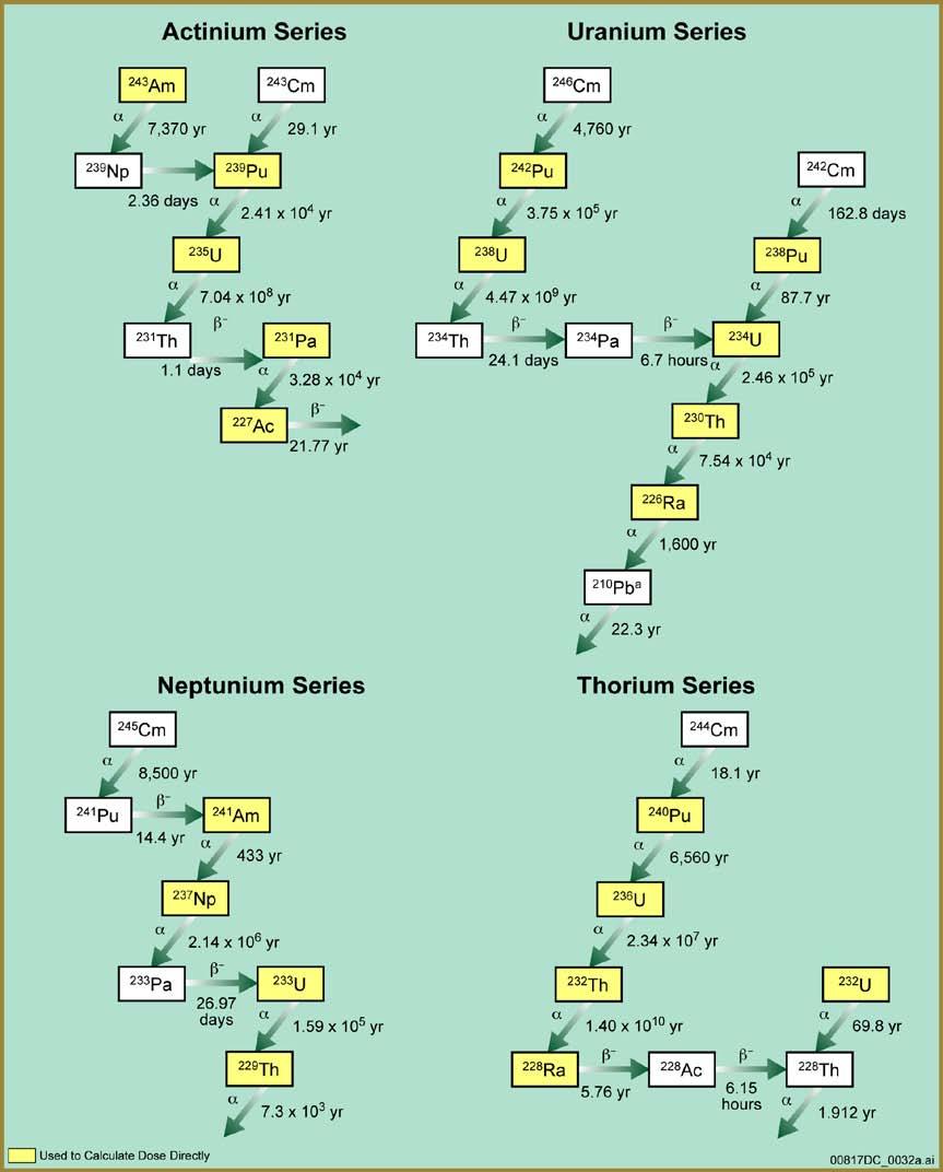 Source: Figure 6.3.7-4 of (Sandia National Laboratories 2008). a A series of short-lived daughters between 226 Ra and 210 Pb are not shown.