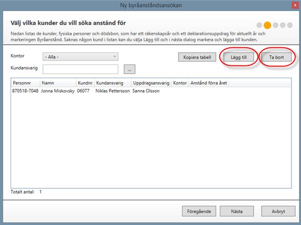 I Lägg till-dialogen får du en lista över alla fysiska personer och dödsbon oavsett vilken status de har. Observera dock att ej aktiva/avslutade kunder inte visas.