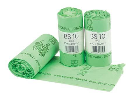 Papperskorgspåse Biostark 100% Biologisk nedbrytbar Smidiga biopåsar av bio-material som är certifierat för at kunna