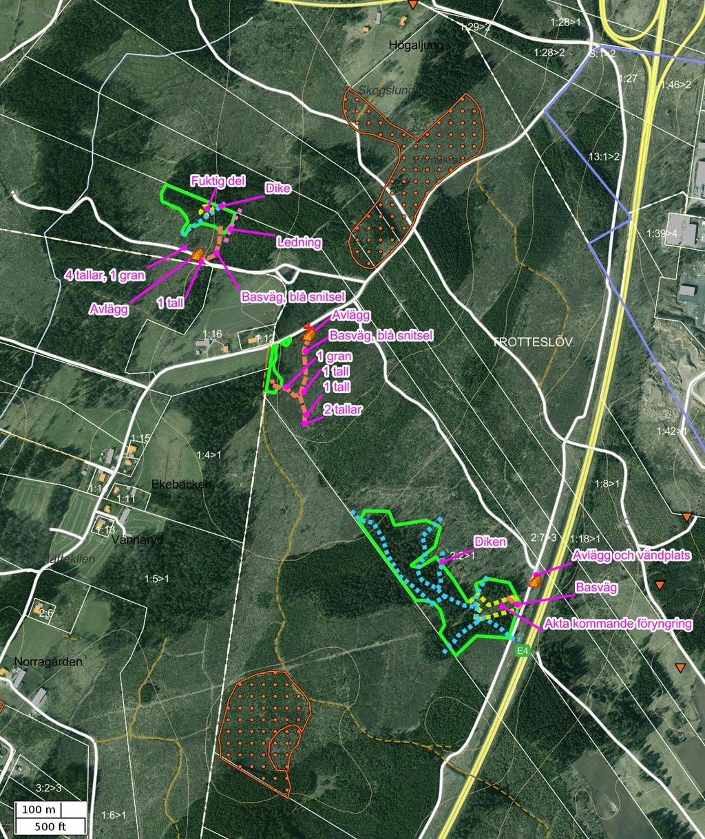 Traktdirektiv 2017-09-07 14:27 Trotteslöv 2:2 Hushållningssällskapet Skog Detaljkarta Skala: ~1:8000