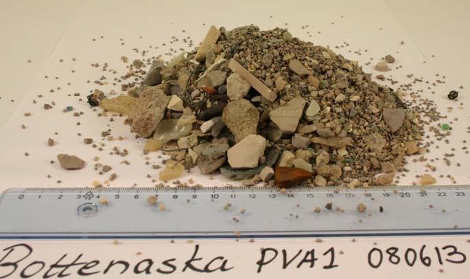 Figur 16. Bottenaska från PVA1, 080613, sänkt bäddtemperatur. Figure 16. Bottom ash, PVA1, 080613, reduced bed temperature. 5.4.