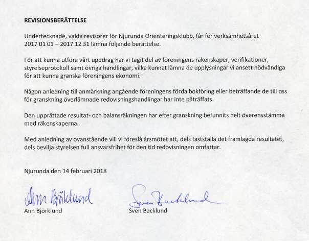 Revisionsberättelse Njurunda OK
