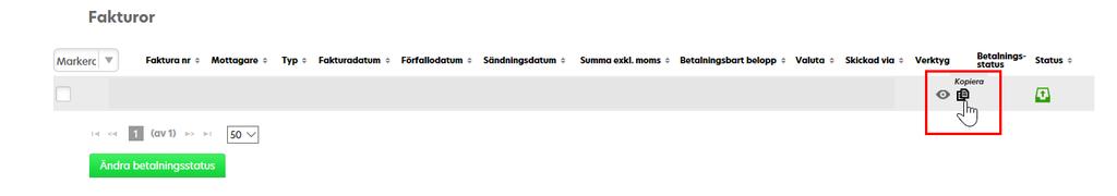 Hitta en tidigare skickad faktura I arkivet finns det filterinställningar som hjälper dig att söka efter en specifik faktura.