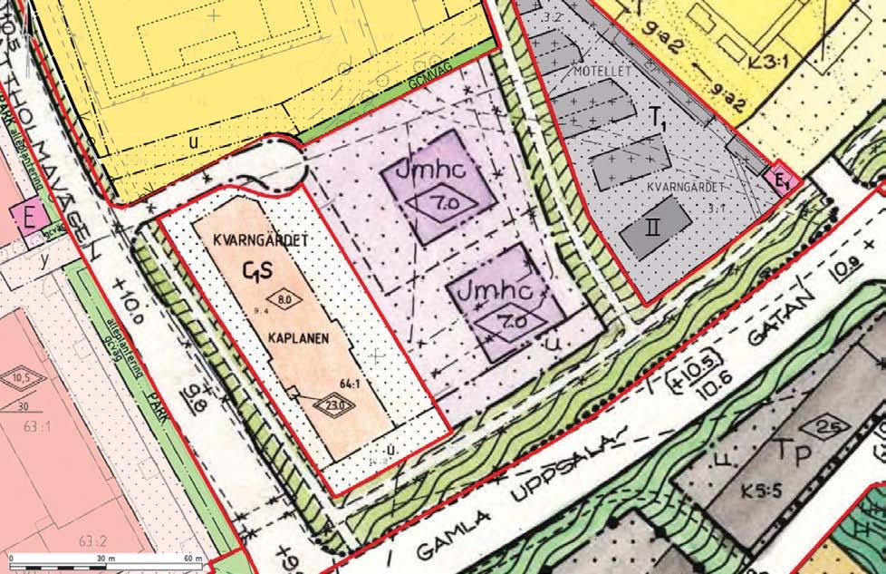 Gamla Uppsalagatan, som ligger söder om området, pekas ut som ett stadsstråk vilket ska binda ihop stadsnoder och stadsdelsnoder.