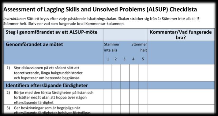 3 Övning Träna på att använda ALSUP-formuläret Gruppindelning och uppgifter Dela in er i grupper om 4 personer Ta med er 1 ex av ALSUP-formuläret, 1 ex av checklistan för utvärdering av