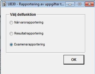 Lou Lagusson 5 (13) 2.1.b Funktionshjälp UB30 Rapportering av uppgifter till SCB Senast uppdaterad 2006-10-18 Denna funktion används för att sammanställa filer som ska skickas till SCB.