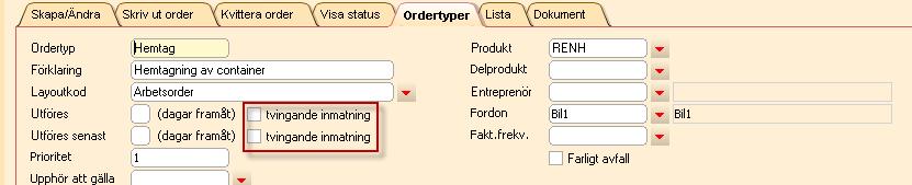 Scrum 34630 ärende 47380 Renhållning>RH-order:Ordertyper Nya kryssrutor vid fälten Utföres och Utföres senast datum, tvingande inmatning.