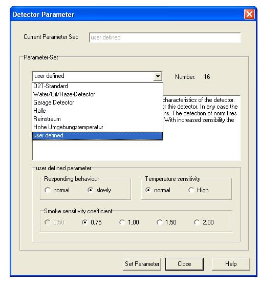 Tools 8000N Högerklicka på detektorn och välj Set detector Parameters Genom att välja denna funktionen har man möjlighet att anpassa detektorns funktion till miljön.
