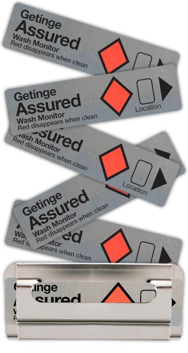 Getinge Assured Wash Monitors Testsmuts (röd diamant) När indikatorn plaseras I hållaren så döljs halva