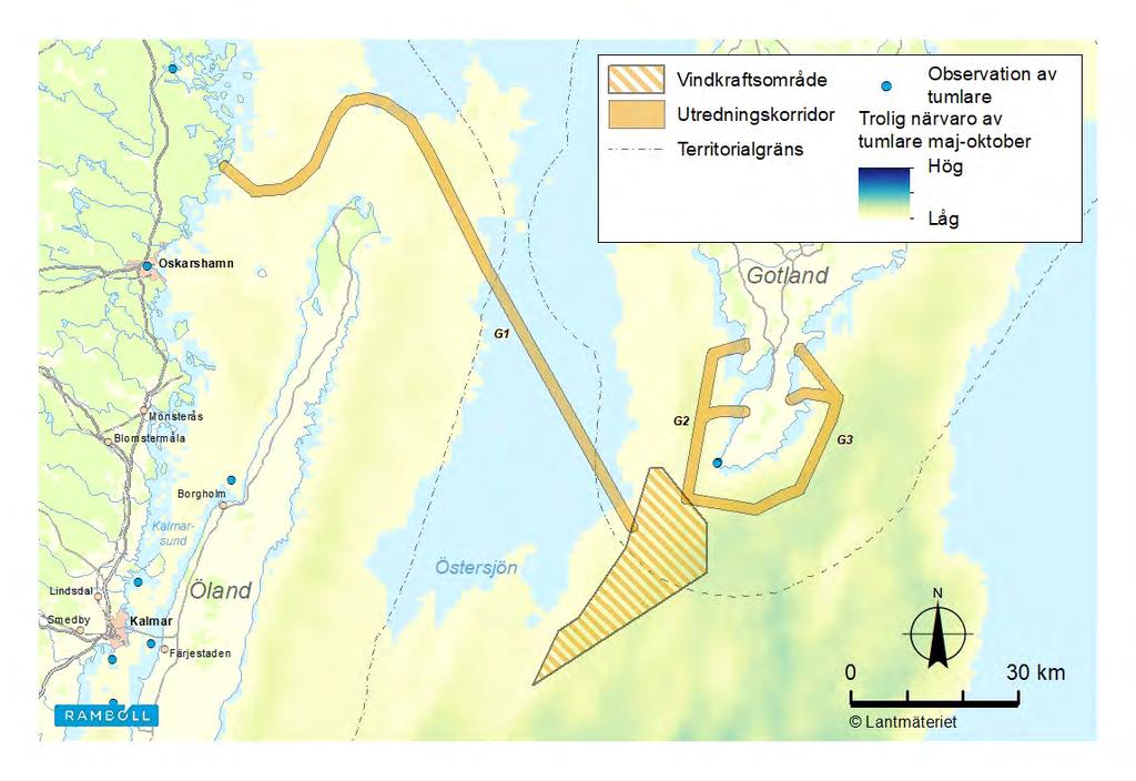 Ramboll - Skåne, Öland och Gotland havsvindpark I området för Ölands havsvindpark har det framförts att undersökningsarbeten (bestående av nyttjande av s.k. high frequency shallow bottom profiler (SBP) och ultra-high resolution multichannel seismic (UHRS)) inte ska ske under perioden maj-oktober 6.