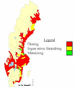 Förändringar av frekvens för jordrörelser (2071-2100)