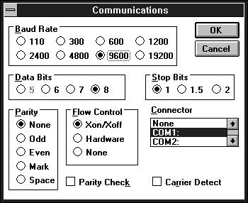 Upgrading your 1394 GMC Turbo Firmware 13 3. From the Settings menu, select Communications. The Communications menu appears. 4.
